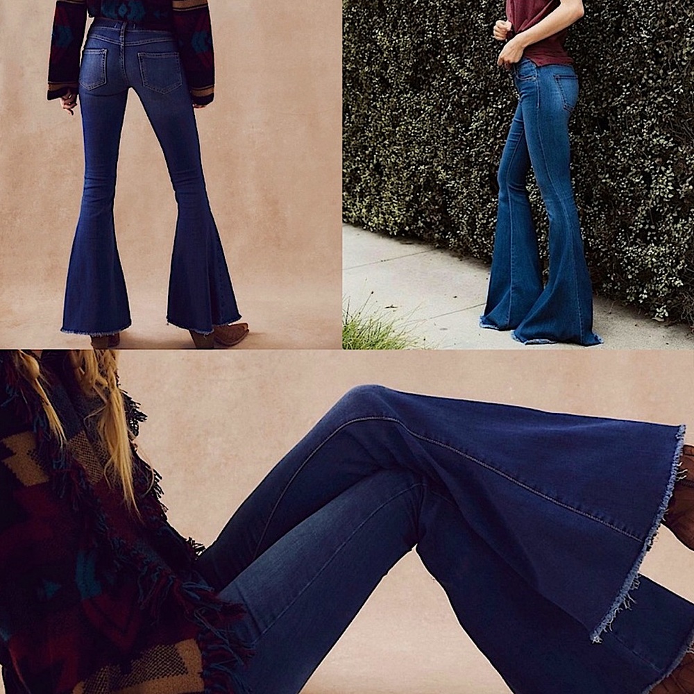 Sz 24 Free People Super Flare Blue Jean Bellbottoms - SEE MEASUREMENTS float on